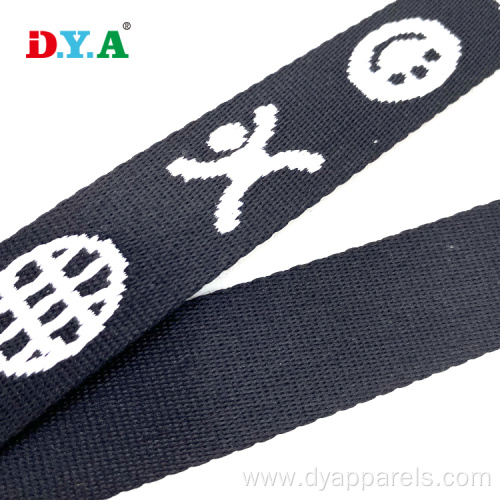 30mm polyester webbing strap thick jacquard black webbing